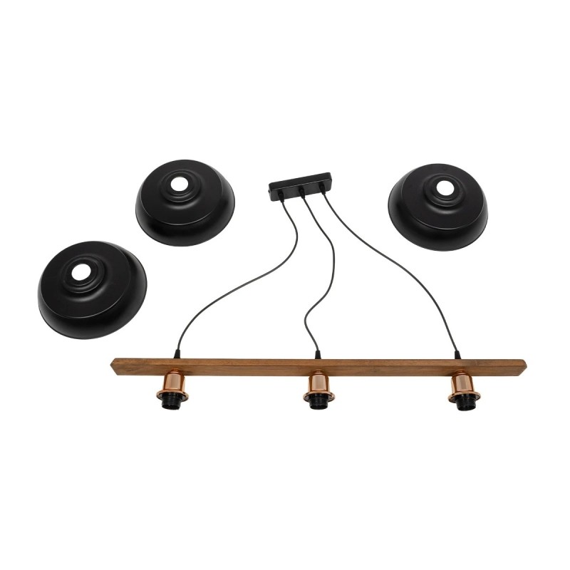 GLOBOSTAR® LOAN 203-0291 Μοντέρνο Κρεμαστό Φωτιστικό Οροφής με Ντουί 3 x E27 AC 220-240V IP20 - Μαύρο & Μπρονζέ - Μ89 x Π25.5 x Υ19cm