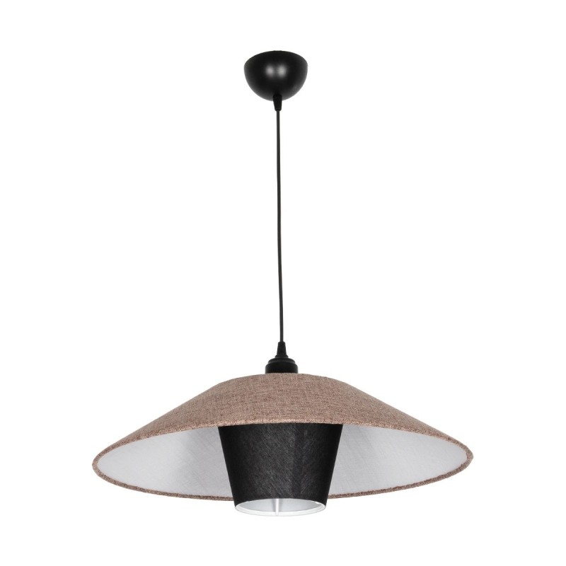 GLOBOSTAR® STORM 203-0294 Μοντέρνο Κρεμαστό Φωτιστικό Οροφής με Ντουί 1 x E27 AC 220-240V IP20 - Μαύρο &  Μπεζ - Μ50 x Π50 x Υ24cm