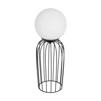 GLOBOSTAR® KAZAF 203-0295 Μοντέρνο Επιτραπέζιο Φωτιστικό Πορτατίφ με Ντουί 1 x E27 AC 220-240V IP20 - Μαύρο & Λευκό - Μ16 x Π16 x Υ40cm