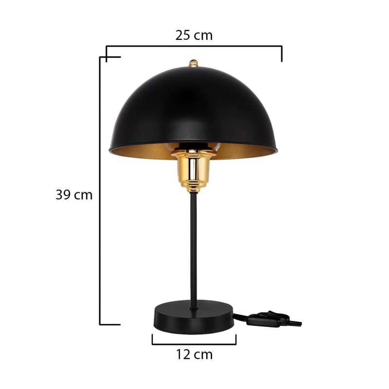 GLOBOSTAR® GAZETA 203-0299 Μοντέρνο Επιτραπέζιο Φωτιστικό Πορτατίφ με Ντουί 1 x E27 AC 220-240V IP20 - Μαύρο & Μπρονζέ - Μ25 x Π25 x Υ39cm