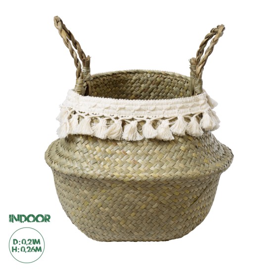 GloboStar® Artificial Garden MILOS 20307 Διακοσμητικό Ψάθινο Καλάθι - Κασπώ Γλάστρα - Flower Pot Μπεζ με Μακραμέ Φ21cm x Υ26cm GloboStar® Artificial Garden MILOS 20307 Διακοσμητικό Ψάθινο Καλάθι - Κασπώ Γλάστρα - Flower Pot Μπεζ με Μακραμέ Φ21cm x Υ26cm