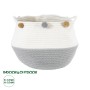 GloboStar® Artificial Garden KYTHNOS 20313 Διακοσμητικό Πλεκτό Καλάθι - Κασπώ Γλάστρα - Flower Pot Γκρι με Λευκό Φ25cm x Υ24cm