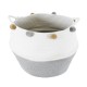 GloboStar® Artificial Garden KYTHNOS 20314 Διακοσμητικό Πλεκτό Καλάθι - Κασπώ Γλάστρα - Flower Pot Γκρι με Λευκό Φ29cm x Υ28cm