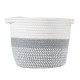 GloboStar® Artificial Garden POSITANO 20318 Διακοσμητικό Πλεκτό Καλάθι - Κασπώ Γλάστρα - Flower Pot Γκρι με Λευκό Φ20cm x Υ20cm