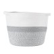 GloboStar® Artificial Garden POSITANO 20319 Διακοσμητικό Πλεκτό Καλάθι - Κασπώ Γλάστρα - Flower Pot Γκρι με Λευκό Φ25cm x Υ25cm