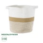 GloboStar® Artificial Garden ITHAKI 20323 Διακοσμητικό Πλεκτό Καλάθι - Κασπώ Γλάστρα - Flower Pot Καφέ με Λευκό Φ20cm x Υ20cm
