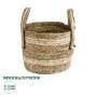 GloboStar® Artificial Garden NAXOS 20332 Διακοσμητικό Πλεκτό Καλάθι - Κασπώ Γλάστρα - Flower Pot Μπεζ με Καφέ Φ25cm x Υ20cm