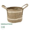 GloboStar® Artificial Garden NAXOS 20334 Διακοσμητικό Πλεκτό Καλάθι - Κασπώ Γλάστρα - Flower Pot Μπεζ με Καφέ Φ35cm x Υ30cm