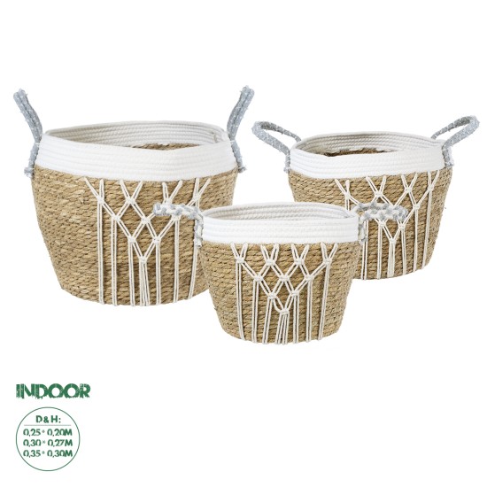 GloboStar® Artificial Garden SARDINIA 20335 ΣΕΤ 3 Διακοσμητικά Πλεκτά Καλάθια - Κασπώ Γλάστρες - Flower Pots Μπεζ με Μακραμέ A:Φ25cm x Υ20cm B:Φ30cm x Υ27cm C:Φ35cm x Υ30cm GloboStar® Artificial Garden SARDINIA 20335 ΣΕΤ 3 Διακοσμητικά Πλεκτά Καλάθια - Κασπώ Γλάστρες - Flower Pots Μπεζ με Μακραμέ A:Φ25cm x Υ20cm B:Φ30cm x Υ27cm C:Φ35cm x Υ30cm