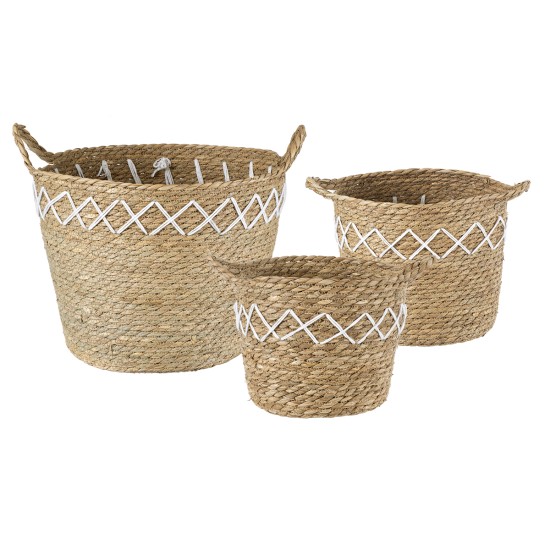 GloboStar® Artificial Garden ZAKYNTHOS 20336 ΣΕΤ 3 Διακοσμητικά Πλεκτά Καλάθια - Κασπώ Γλάστρες - Flower Pots Μπεζ με Μακραμέ A:Φ24cm x Υ20cm B:Φ28cm x Υ24cm C:Φ32cm x Υ28cm GloboStar® Artificial Garden ZAKYNTHOS 20336 ΣΕΤ 3 Διακοσμητικά Πλεκτά Καλάθια - Κασπώ Γλάστρες - Flower Pots Μπεζ με Μακραμέ A:Φ24cm x Υ20cm B:Φ28cm x Υ24cm C:Φ32cm x Υ28cm