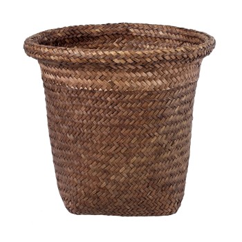 GloboStar® Artificial Garden SKIATHOS 20345 Διακοσμητικό Ψάθινο Καλάθι - Κασπώ Γλάστρα - Flower Pot Καφέ Φ24cm x Υ24cm