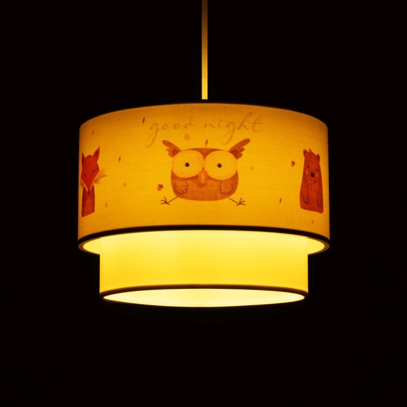 GloboStar® OWL 204-0001 Παιδικό Κρεμαστό Φωτιστικό Φιγούρα Μονόφωτο 1 x E27 IP20 Λευκό Ύφασμα - Μ30 x Π30 x Υ70cm