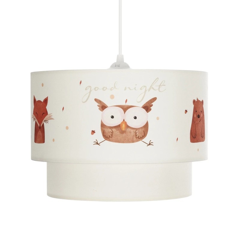 GloboStar® OWL 204-0001 Παιδικό Κρεμαστό Φωτιστικό Φιγούρα Μονόφωτο 1 x E27 IP20 Λευκό Ύφασμα - Μ30 x Π30 x Υ70cm