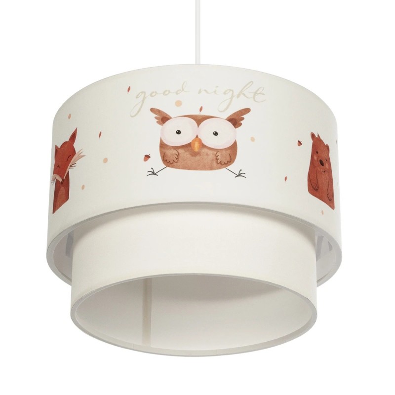 GloboStar® OWL 204-0001 Παιδικό Κρεμαστό Φωτιστικό Φιγούρα Μονόφωτο 1 x E27 IP20 Λευκό Ύφασμα - Μ30 x Π30 x Υ70cm