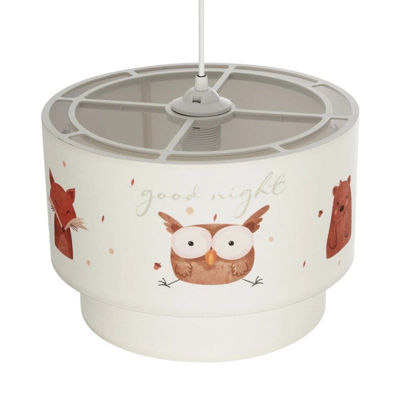 GloboStar® OWL 204-0001 Παιδικό Κρεμαστό Φωτιστικό Φιγούρα Μονόφωτο 1 x E27 IP20 Λευκό Ύφασμα - Μ30 x Π30 x Υ70cm