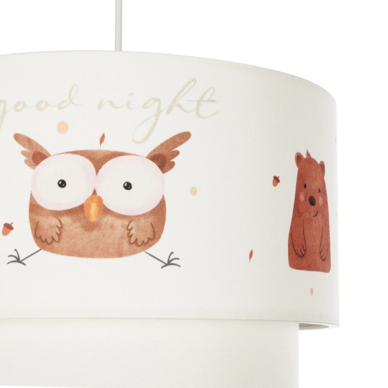 GloboStar® OWL 204-0001 Παιδικό Κρεμαστό Φωτιστικό Φιγούρα Μονόφωτο 1 x E27 IP20 Λευκό Ύφασμα - Μ30 x Π30 x Υ70cm