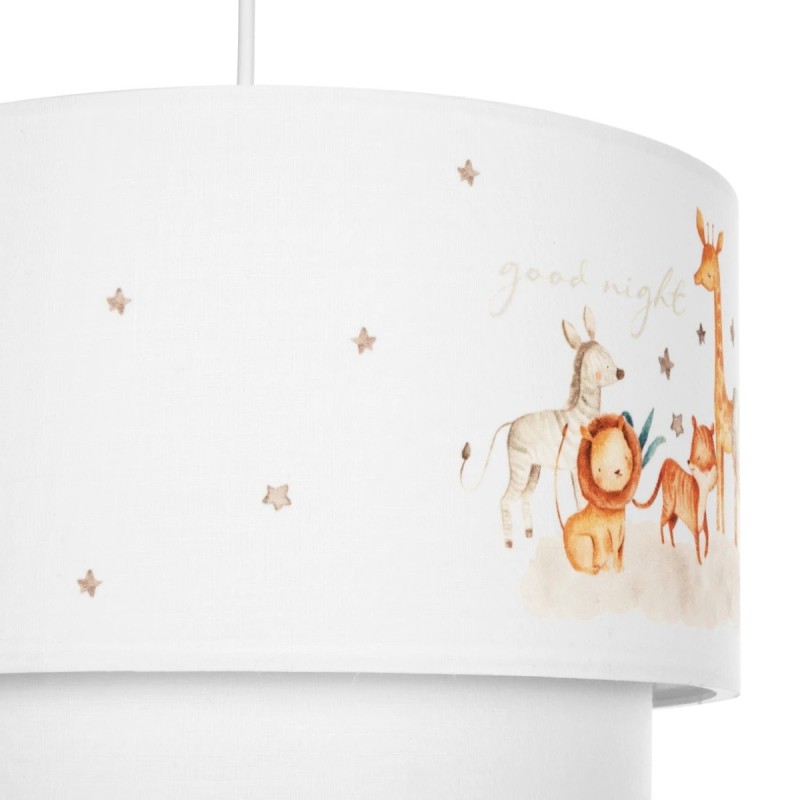 GloboStar® GIRAFFE 204-0007 Παιδικό Κρεμαστό Φωτιστικό Φιγούρα Μονόφωτο 1 x E27 IP20 Λευκό Ύφασμα - Μ30 x Π30 x Υ70cm