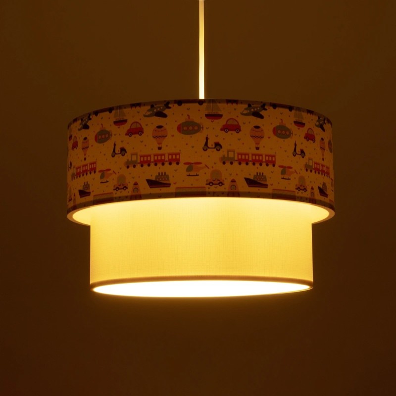 GloboStar® TRAIN 204-0009 Παιδικό Κρεμαστό Φωτιστικό Φιγούρα Μονόφωτο 1 x E27 IP20 Λευκό Ύφασμα - Μ30 x Π30 x Υ70cm