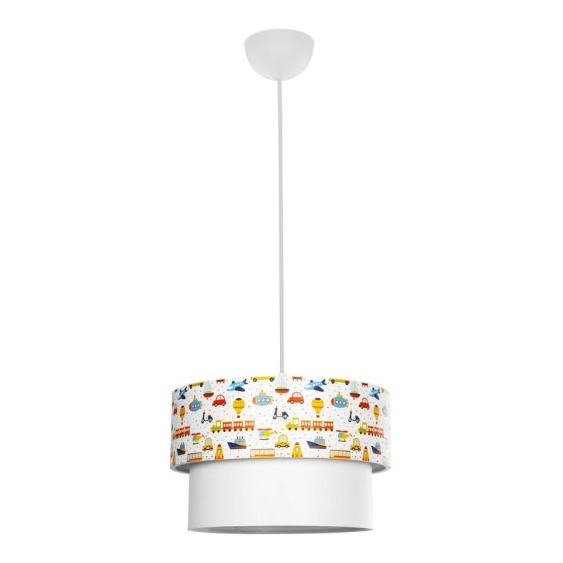 GloboStar® TRAIN 204-0009 Παιδικό Κρεμαστό Φωτιστικό Φιγούρα Μονόφωτο 1 x E27 IP20 Λευκό Ύφασμα - Μ30 x Π30 x Υ70cm