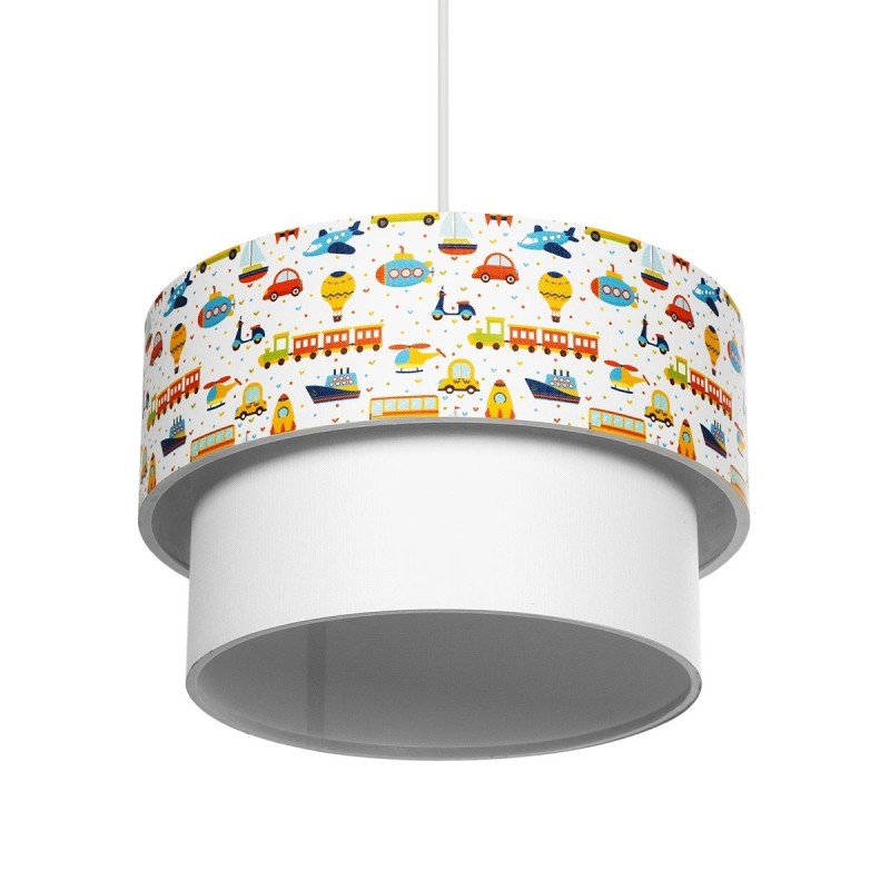 GloboStar® TRAIN 204-0009 Παιδικό Κρεμαστό Φωτιστικό Φιγούρα Μονόφωτο 1 x E27 IP20 Λευκό Ύφασμα - Μ30 x Π30 x Υ70cm