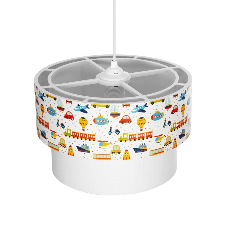 GloboStar® TRAIN 204-0009 Παιδικό Κρεμαστό Φωτιστικό Φιγούρα Μονόφωτο 1 x E27 IP20 Λευκό Ύφασμα - Μ30 x Π30 x Υ70cm