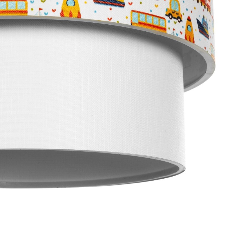 GloboStar® TRAIN 204-0009 Παιδικό Κρεμαστό Φωτιστικό Φιγούρα Μονόφωτο 1 x E27 IP20 Λευκό Ύφασμα - Μ30 x Π30 x Υ70cm