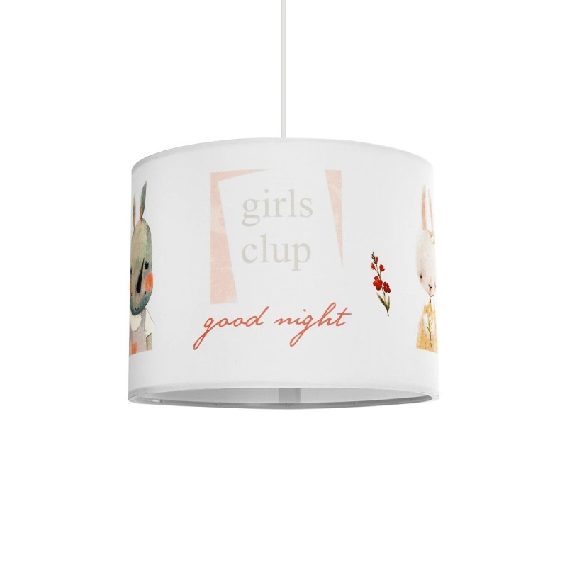 GloboStar® GIRLSCLUB 204-0010 Παιδικό Κρεμαστό Φωτιστικό Φιγούρα Μονόφωτο 1 x E27 IP20 Λευκό Ύφασμα - Μ28 x Π28 x Υ70cm