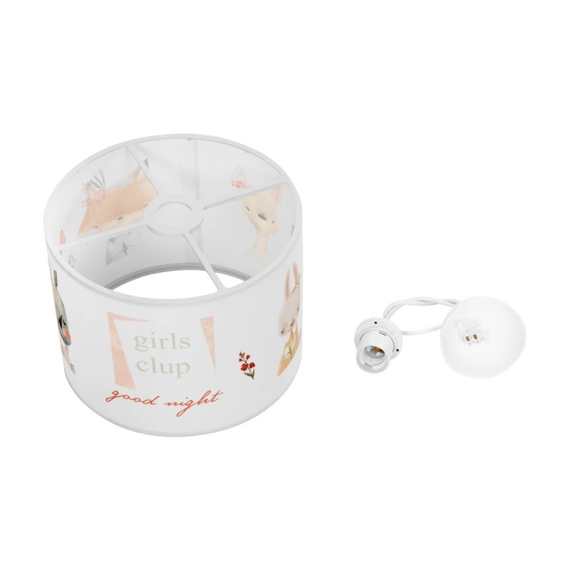 GloboStar® GIRLSCLUB 204-0010 Παιδικό Κρεμαστό Φωτιστικό Φιγούρα Μονόφωτο 1 x E27 IP20 Λευκό Ύφασμα - Μ28 x Π28 x Υ70cm