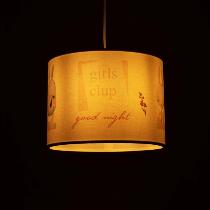 GloboStar® GIRLSCLUB 204-0010 Παιδικό Κρεμαστό Φωτιστικό Φιγούρα Μονόφωτο 1 x E27 IP20 Λευκό Ύφασμα - Μ28 x Π28 x Υ70cm