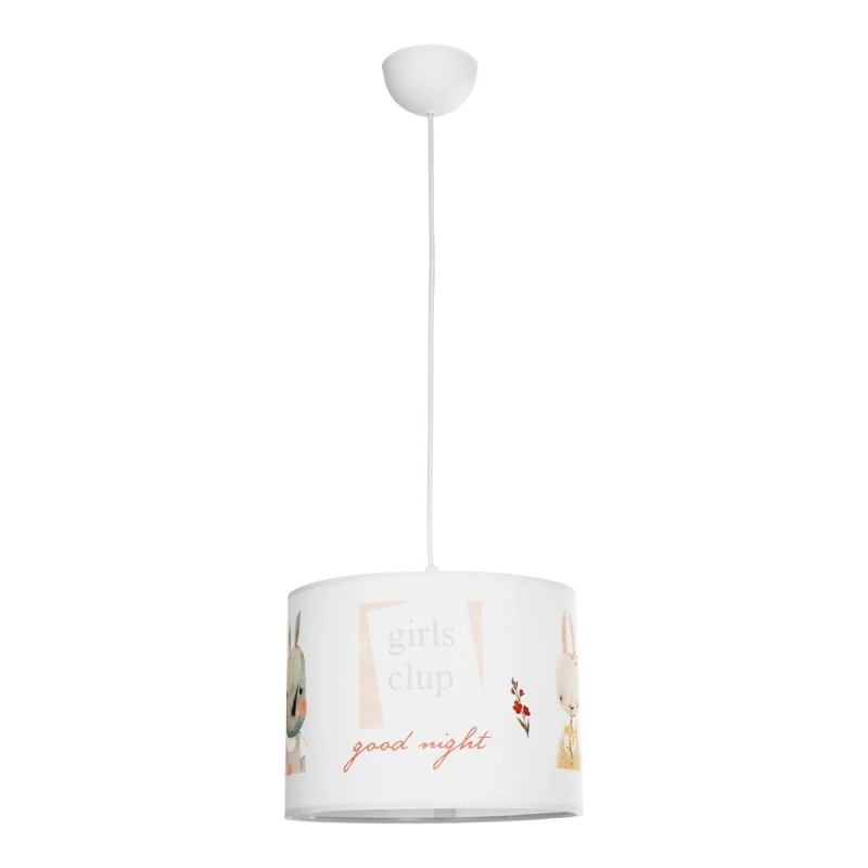 GloboStar® GIRLSCLUB 204-0010 Παιδικό Κρεμαστό Φωτιστικό Φιγούρα Μονόφωτο 1 x E27 IP20 Λευκό Ύφασμα - Μ28 x Π28 x Υ70cm