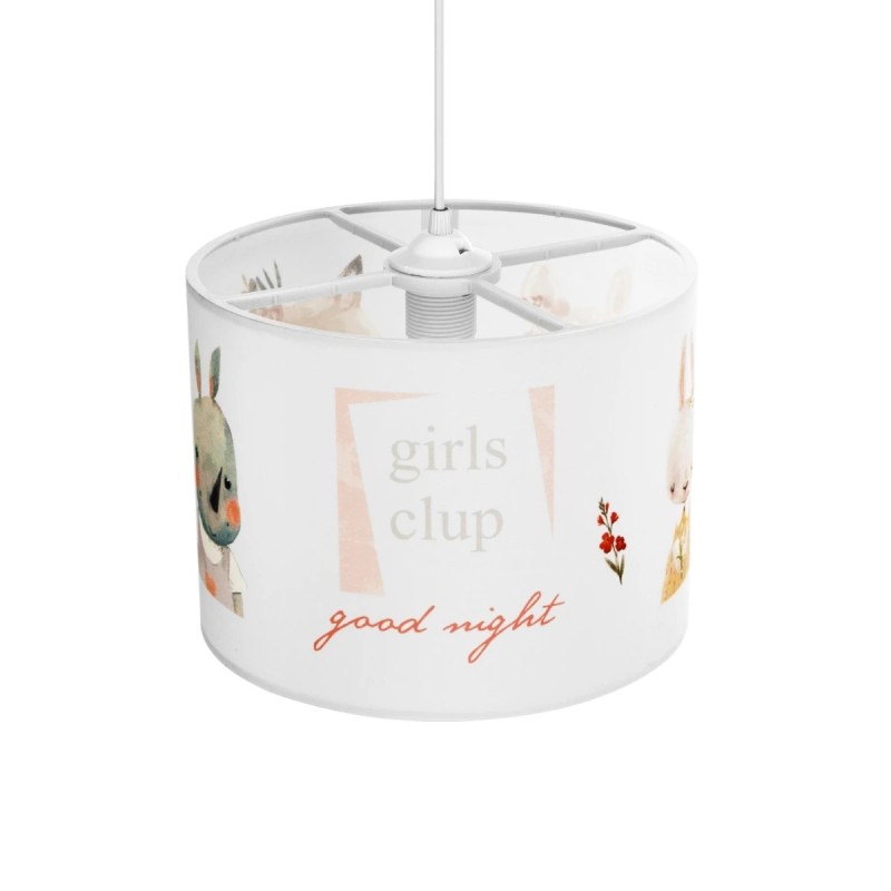 GloboStar® GIRLSCLUB 204-0010 Παιδικό Κρεμαστό Φωτιστικό Φιγούρα Μονόφωτο 1 x E27 IP20 Λευκό Ύφασμα - Μ28 x Π28 x Υ70cm