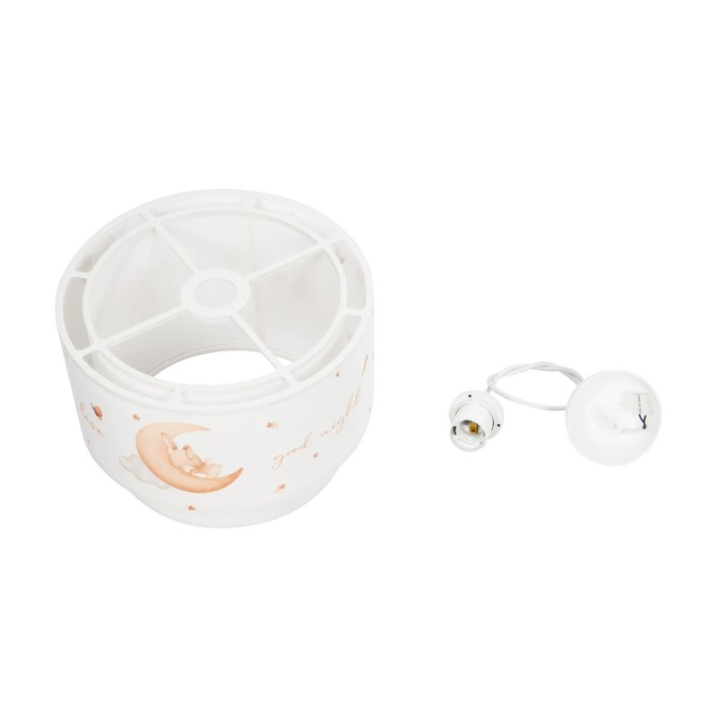 GloboStar® MOON 204-0011 Παιδικό Κρεμαστό Φωτιστικό Φιγούρα Μονόφωτο 1 x E27 IP20 Λευκό Ύφασμα - Μ30 x Π30 x Υ70cm
