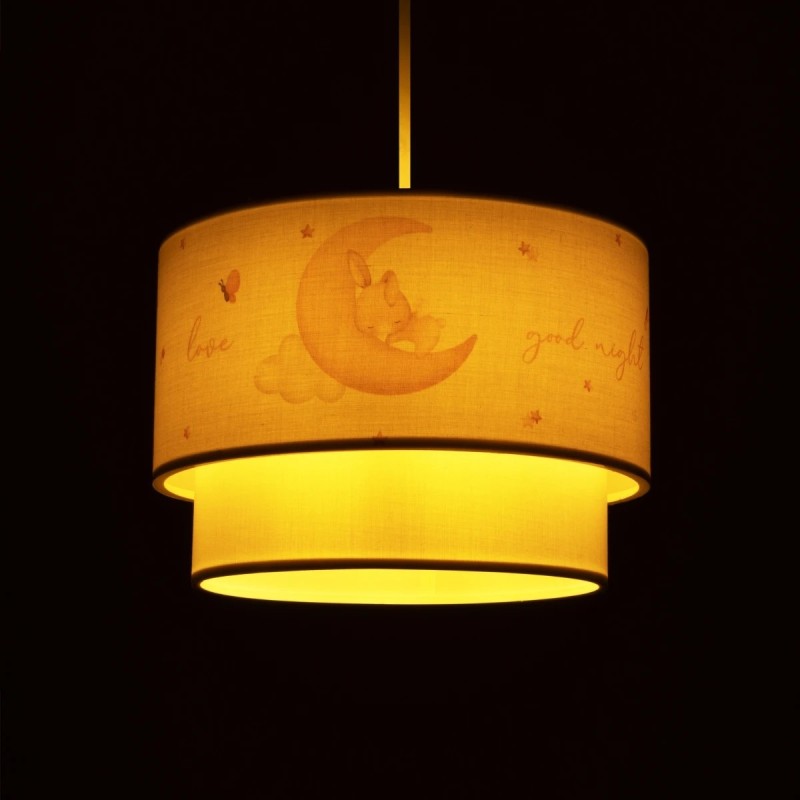 GloboStar® MOON 204-0011 Παιδικό Κρεμαστό Φωτιστικό Φιγούρα Μονόφωτο 1 x E27 IP20 Λευκό Ύφασμα - Μ30 x Π30 x Υ70cm