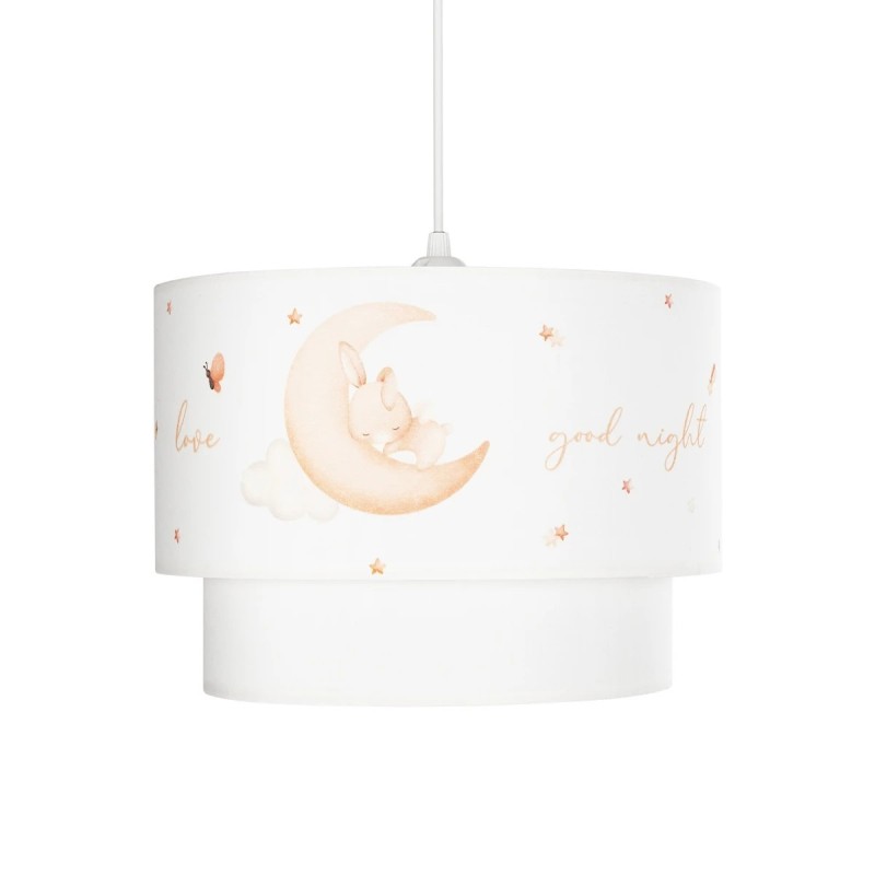 GloboStar® MOON 204-0011 Παιδικό Κρεμαστό Φωτιστικό Φιγούρα Μονόφωτο 1 x E27 IP20 Λευκό Ύφασμα - Μ30 x Π30 x Υ70cm