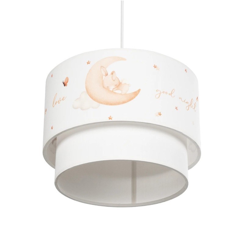 GloboStar® MOON 204-0011 Παιδικό Κρεμαστό Φωτιστικό Φιγούρα Μονόφωτο 1 x E27 IP20 Λευκό Ύφασμα - Μ30 x Π30 x Υ70cm