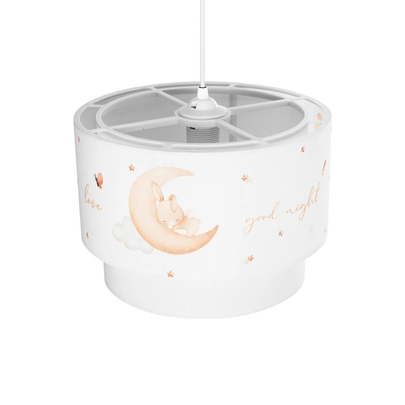 GloboStar® MOON 204-0011 Παιδικό Κρεμαστό Φωτιστικό Φιγούρα Μονόφωτο 1 x E27 IP20 Λευκό Ύφασμα - Μ30 x Π30 x Υ70cm