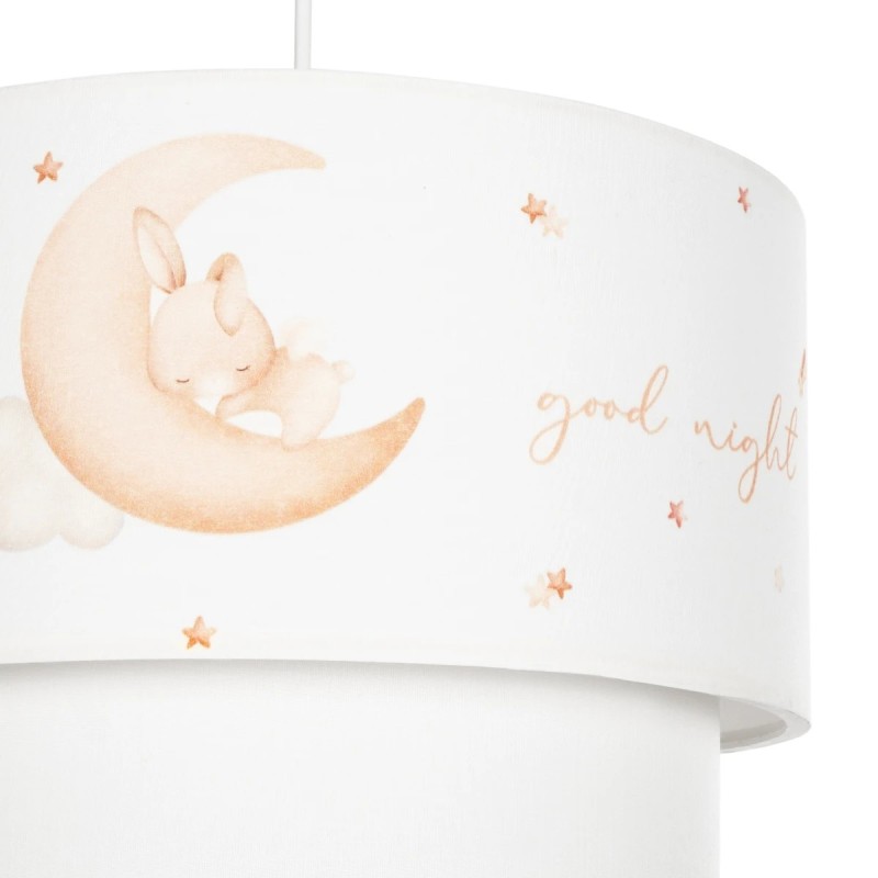 GloboStar® MOON 204-0011 Παιδικό Κρεμαστό Φωτιστικό Φιγούρα Μονόφωτο 1 x E27 IP20 Λευκό Ύφασμα - Μ30 x Π30 x Υ70cm