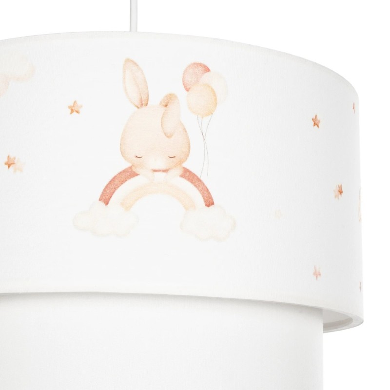 GloboStar® MOON 204-0011 Παιδικό Κρεμαστό Φωτιστικό Φιγούρα Μονόφωτο 1 x E27 IP20 Λευκό Ύφασμα - Μ30 x Π30 x Υ70cm