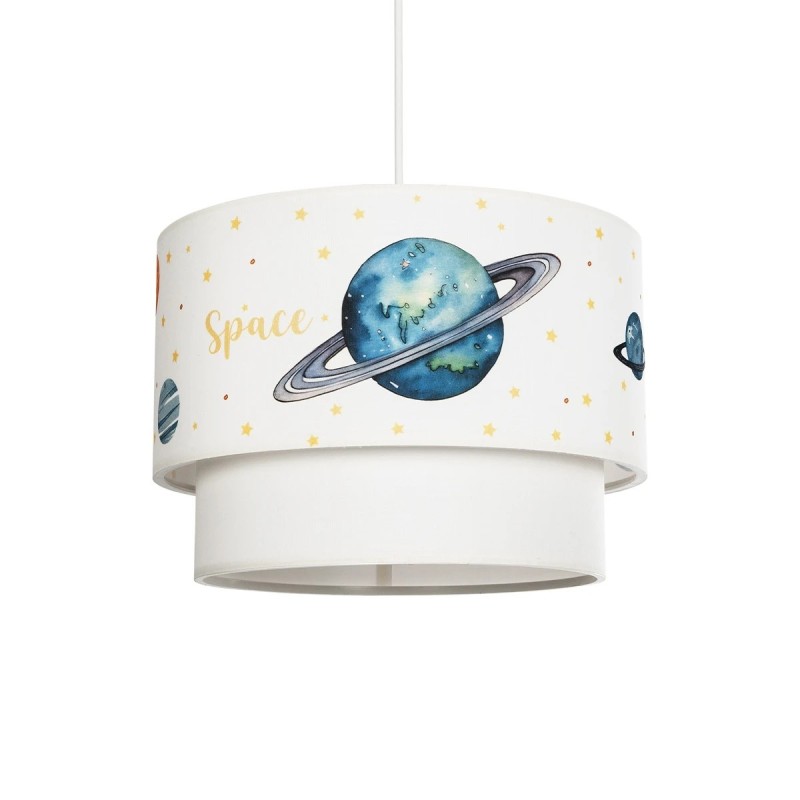 GloboStar® SATURN 204-0012 Παιδικό Κρεμαστό Φωτιστικό Φιγούρα Μονόφωτο 1 x E27 IP20 Λευκό Ύφασμα - Μ30 x Π30 x Υ70cm