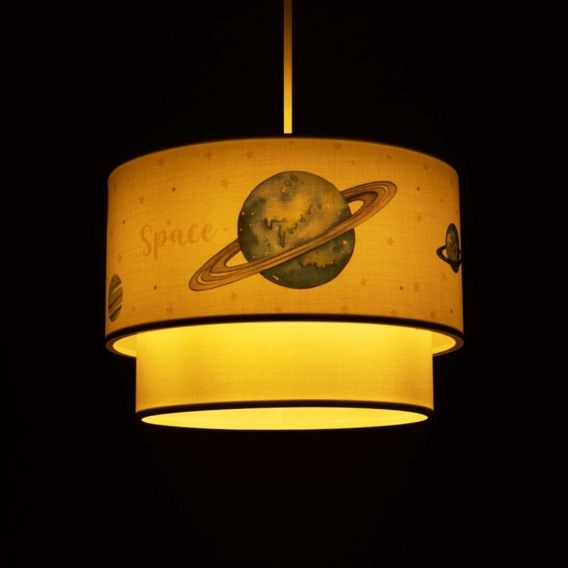 GloboStar® SATURN 204-0012 Παιδικό Κρεμαστό Φωτιστικό Φιγούρα Μονόφωτο 1 x E27 IP20 Λευκό Ύφασμα - Μ30 x Π30 x Υ70cm