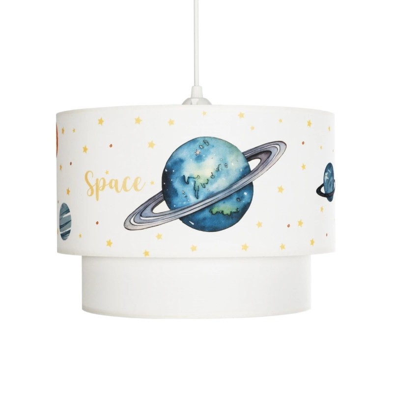 GloboStar® SATURN 204-0012 Παιδικό Κρεμαστό Φωτιστικό Φιγούρα Μονόφωτο 1 x E27 IP20 Λευκό Ύφασμα - Μ30 x Π30 x Υ70cm