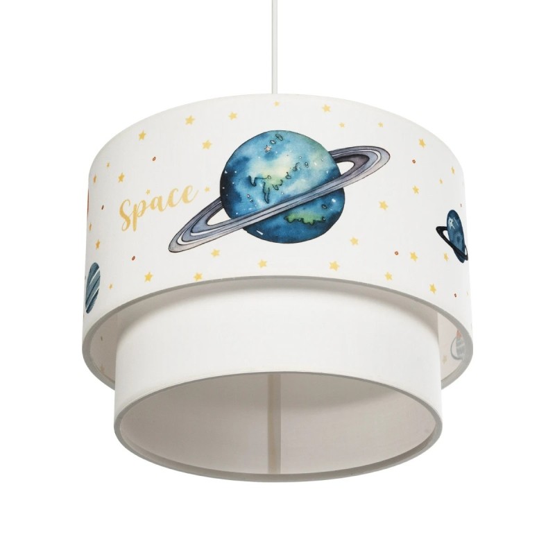 GloboStar® SATURN 204-0012 Παιδικό Κρεμαστό Φωτιστικό Φιγούρα Μονόφωτο 1 x E27 IP20 Λευκό Ύφασμα - Μ30 x Π30 x Υ70cm