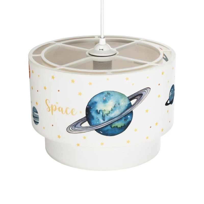 GloboStar® SATURN 204-0012 Παιδικό Κρεμαστό Φωτιστικό Φιγούρα Μονόφωτο 1 x E27 IP20 Λευκό Ύφασμα - Μ30 x Π30 x Υ70cm