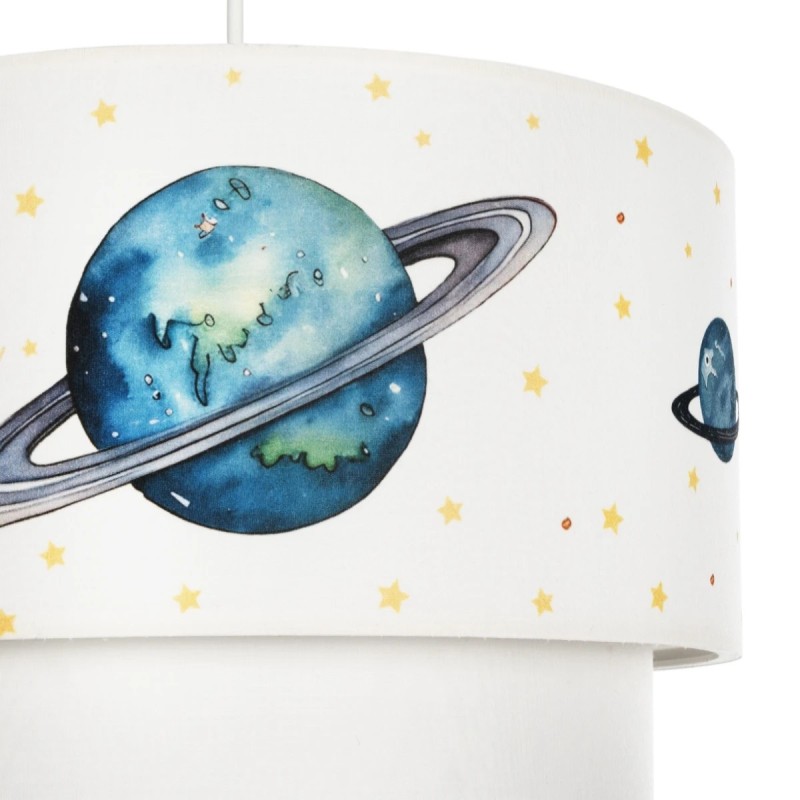 GloboStar® SATURN 204-0012 Παιδικό Κρεμαστό Φωτιστικό Φιγούρα Μονόφωτο 1 x E27 IP20 Λευκό Ύφασμα - Μ30 x Π30 x Υ70cm