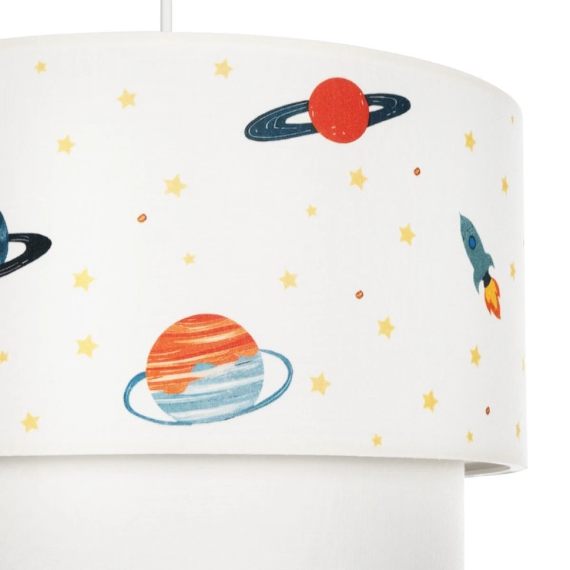 GloboStar® SATURN 204-0012 Παιδικό Κρεμαστό Φωτιστικό Φιγούρα Μονόφωτο 1 x E27 IP20 Λευκό Ύφασμα - Μ30 x Π30 x Υ70cm