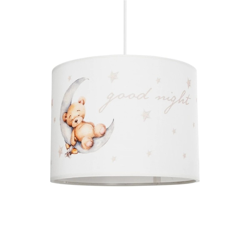 GloboStar® MOON 204-0013 Παιδικό Κρεμαστό Φωτιστικό Φιγούρα Μονόφωτο 1 x E27 IP20 Λευκό Ύφασμα - Μ28 x Π28 x Υ70cm