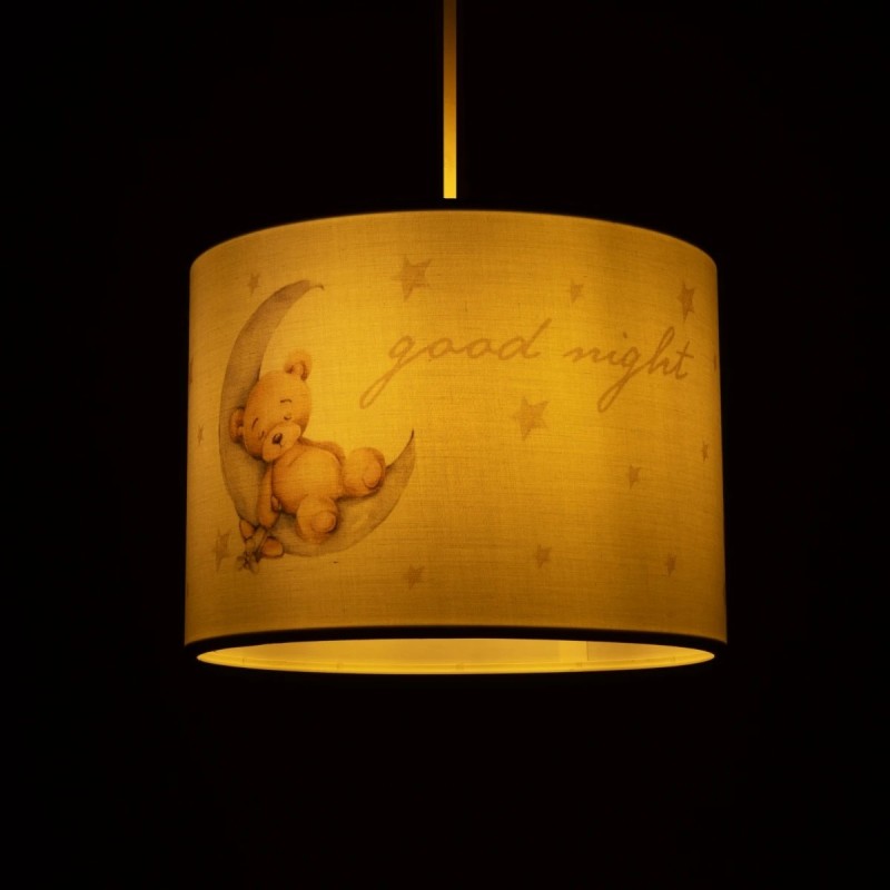 GloboStar® MOON 204-0013 Παιδικό Κρεμαστό Φωτιστικό Φιγούρα Μονόφωτο 1 x E27 IP20 Λευκό Ύφασμα - Μ28 x Π28 x Υ70cm