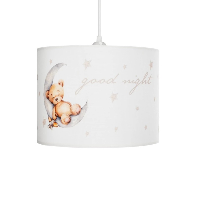 GloboStar® MOON 204-0013 Παιδικό Κρεμαστό Φωτιστικό Φιγούρα Μονόφωτο 1 x E27 IP20 Λευκό Ύφασμα - Μ28 x Π28 x Υ70cm