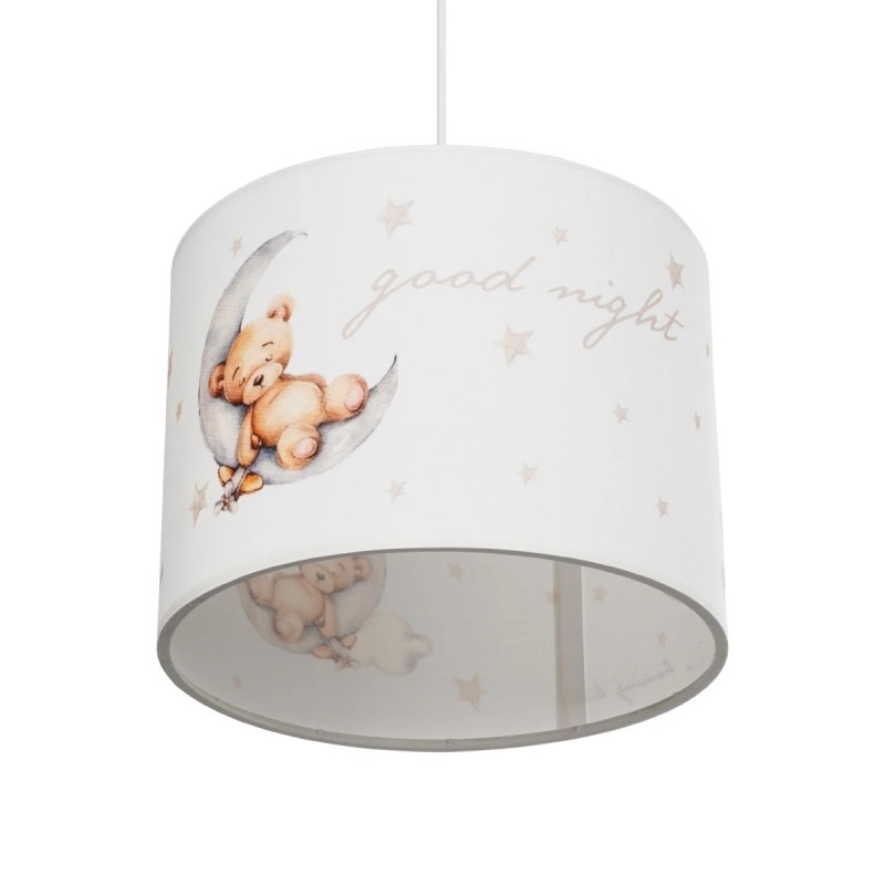 GloboStar® MOON 204-0013 Παιδικό Κρεμαστό Φωτιστικό Φιγούρα Μονόφωτο 1 x E27 IP20 Λευκό Ύφασμα - Μ28 x Π28 x Υ70cm