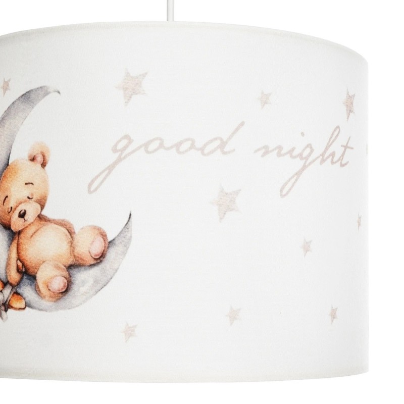 GloboStar® MOON 204-0013 Παιδικό Κρεμαστό Φωτιστικό Φιγούρα Μονόφωτο 1 x E27 IP20 Λευκό Ύφασμα - Μ28 x Π28 x Υ70cm